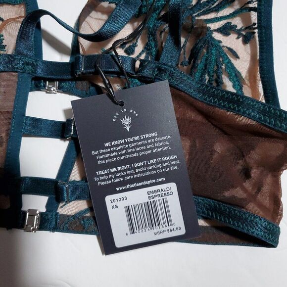 Thistle and Spire Brooklyn Haze Bralette Emerald Green Espresso Size XS - Picture 5 of 7